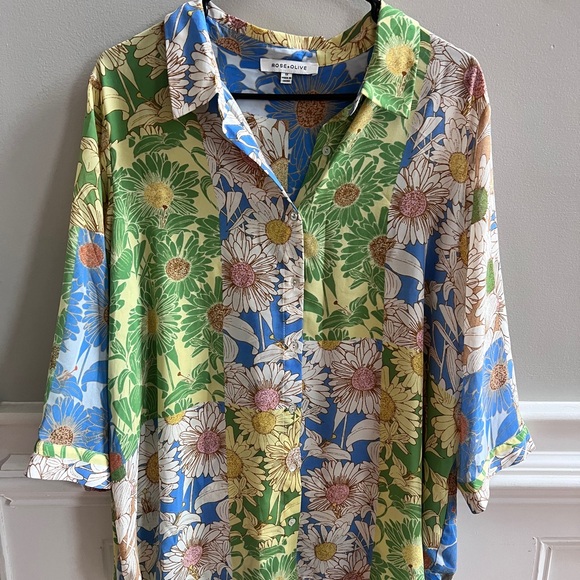 🌼 Rose & Olive Floral Shirt Dress | Size 1X - Picture 5 of 5